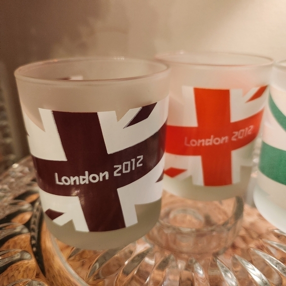London Olympics Frosted Glass Tumblers Set  Union Jack‎ Flag & Official Logo - Picture 7 of 7